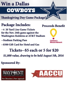 Win a Dallas Cowboys. Thanksgiving Day Game Package! Click here for more details.